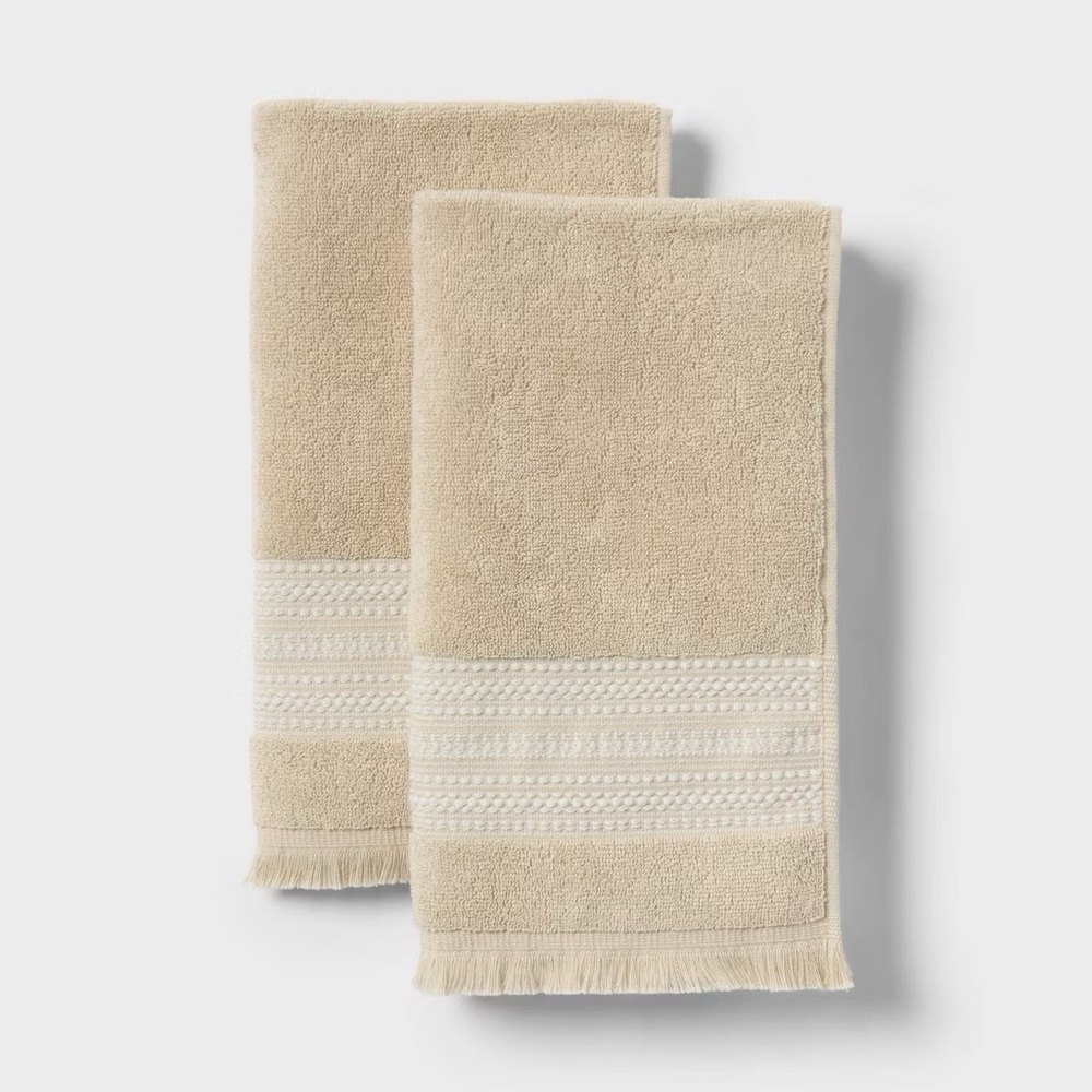 2pk nwt Americana Striped Hand Towels Tan - Threshold